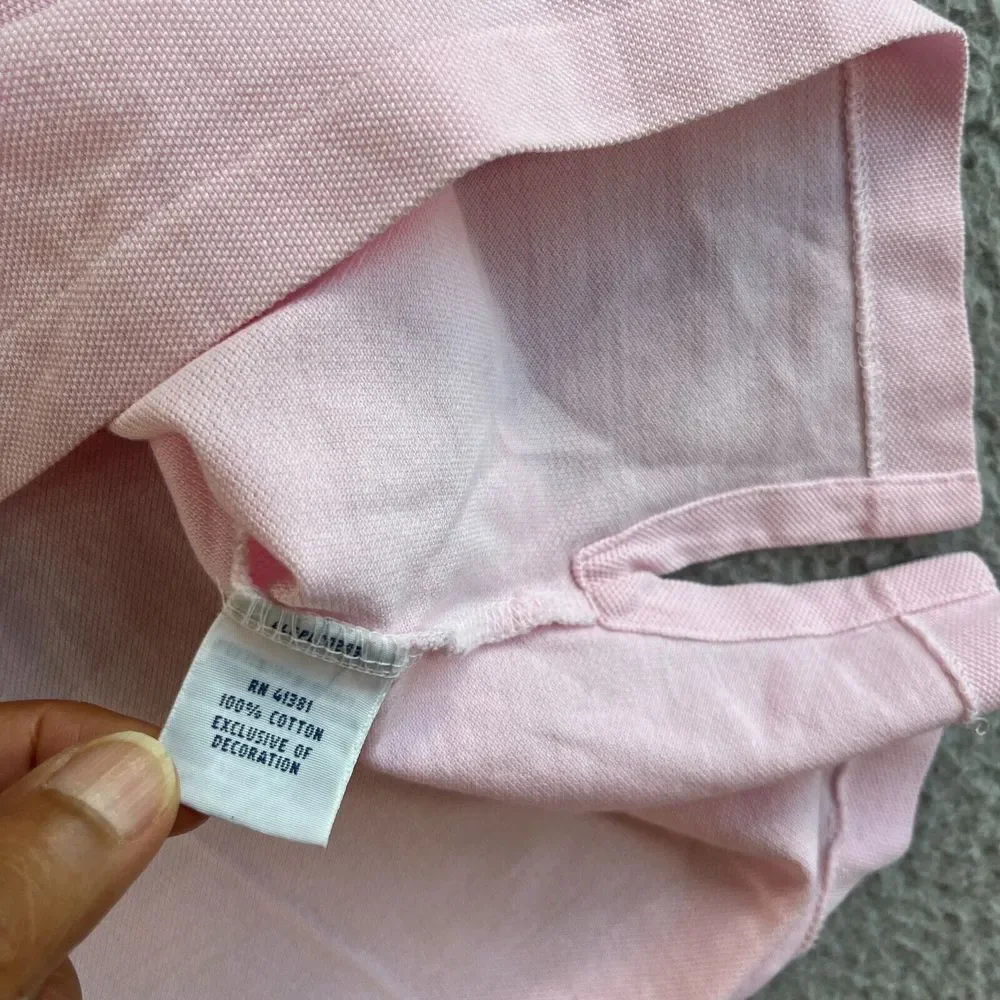 Ralph Lauren Polo Shirt Mens Large‎ Pink Knit Oxford Casual Preppy Button Down